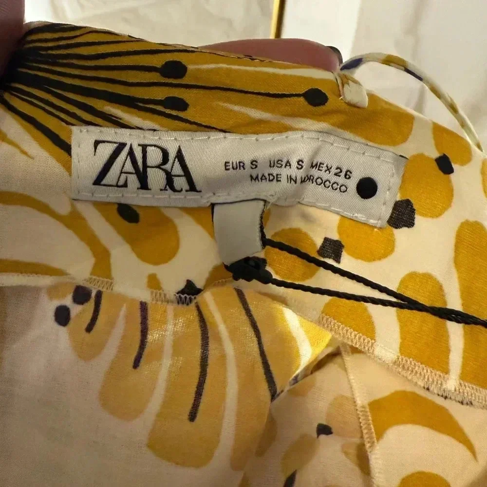 NWT Zara Yellow and White Patterned Women's Dress - Picture 5 of 7